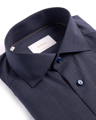 Eton Solid Merino Wide Spread Contempoary Shirt Navy 1 4042