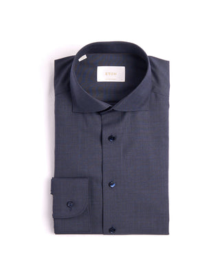 Eton Solid Merino Wide Spread Contempoary Shirt Navy 3964