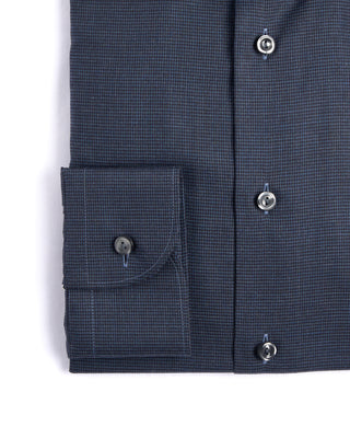 Eton Micro Check Flannel Contemporary Shirt Navy 2 4250
