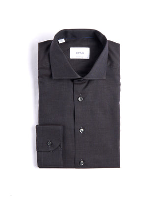 Eton Micro Check Flannel Contemporary Shirt Charcoal 2 4232