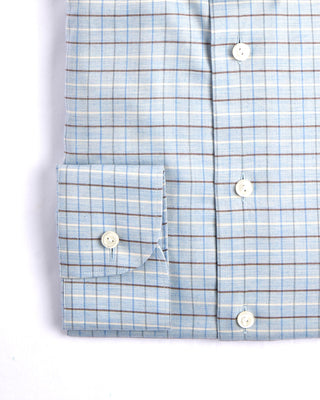 Eton Contemporary Check Flannel Shirt Light Blue 3 4243