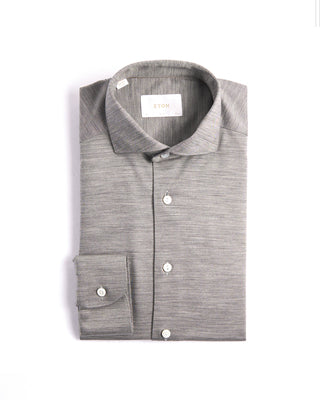 Eton Grey Merino Slim Jersey Shirt Grey 2 3901