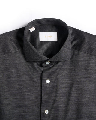 Eton Charcoal Grey Merino Slim Jersey Shirt Charcoal 1 6212