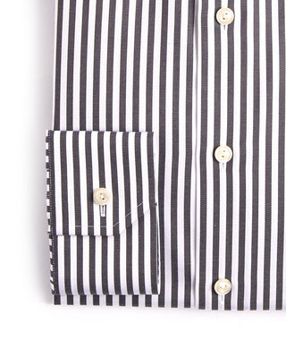 Eton Bengal Striped Slim Fit Twill Shirt Charcoal 3950