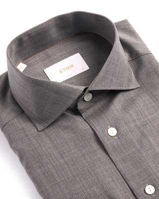 Eton Solid Merino Wide Spread Slim Fit Shirt Grey 3986