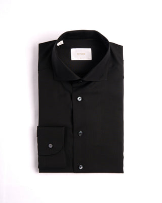 Eton Solid Merino Wide Spread Slim Fit Shirt Black 2 3967