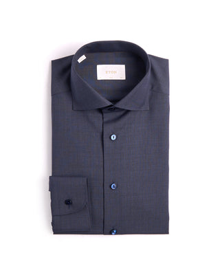 Eton Solid Merino Wide Spread Slim Fit Shirt Navy 1 3886