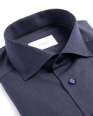 Eton Solid Merino Wide Spread Slim Fit Shirt Navy 2 3984