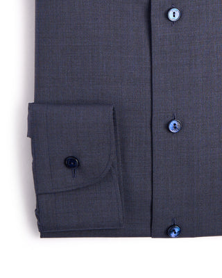 Eton Solid Merino Wide Spread Slim Fit Shirt Navy 3885