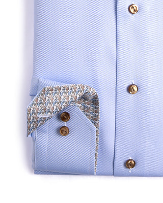 Eton Geometric Textured Twill Slim Shirt Light Blue 6 3949