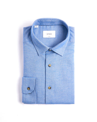 Eton Solid Flannel Casual Fit Shirt Blue 1 3963