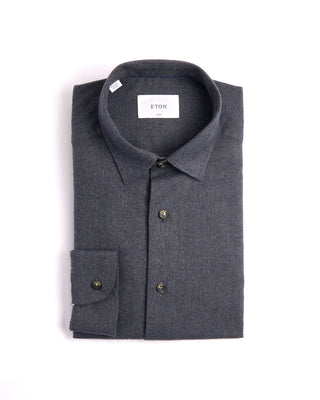 Eton Solid Flannel Casual Fit Shirt Gunmetal 1 3930