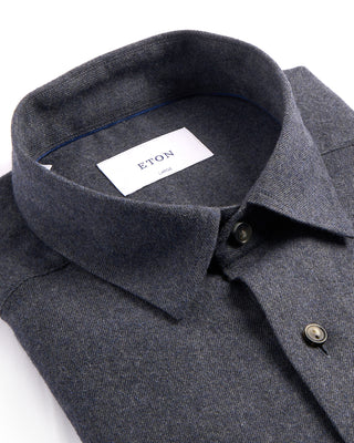 Eton Solid Flannel Casual Fit Shirt Gunmetal 2 4016