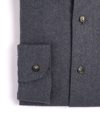 Eton Solid Flannel Casual Fit Shirt Gunmetal 3929