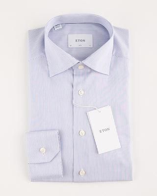 Eton Fine Striped Slim Fit Twill Shirt With Cut Away Collar Light Blue 2 2015