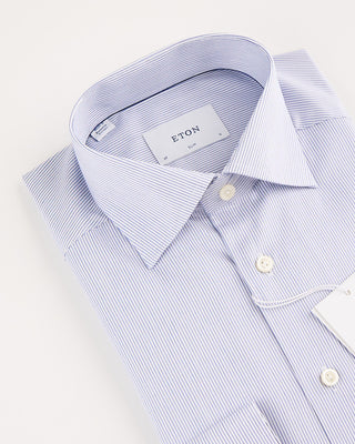 Eton Fine Striped Slim Fit Twill Shirt With Cut Away Collar Light Blue 5 2013