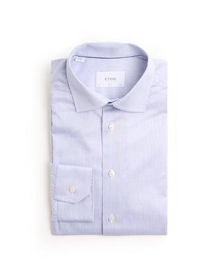 Eton Fine Striped Slim Fit Twill Shirt With Cut Away Collar Light Blue 1 6684