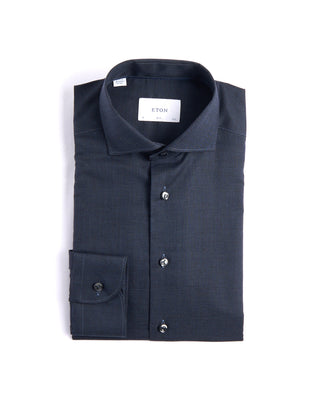 Eton Slim Micro Houndstooth Flannel Shirt Blue  Black 3 4235