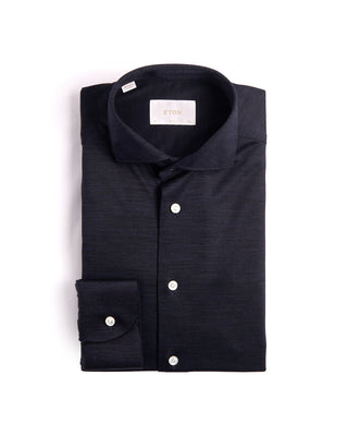 Eton Navy Blue Merino Slim Jersey Shirt Navy 1 3907
