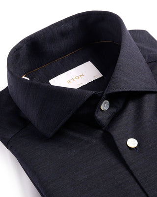 Eton Navy Blue Merino Slim Jersey Shirt Navy 2 4002