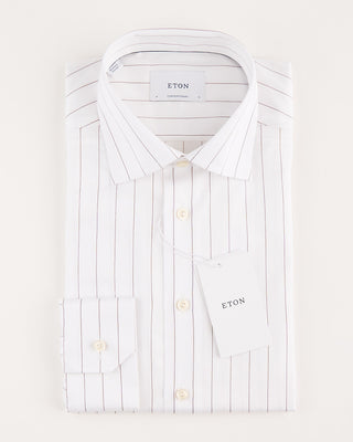 Eton Pin Striped Twill Contemorary Shirt White 4 2008