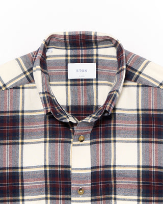Eton Plaid Flannel Casual Fit Shirt Navy 20 4751