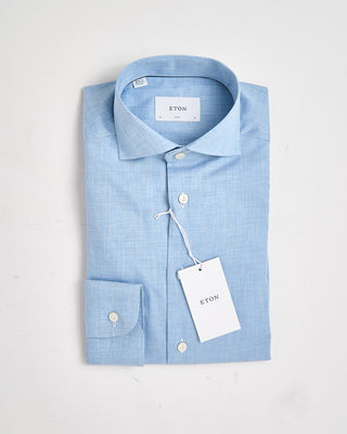 Eton Solid Fine Twill Slim Shirt Light Blue 103535