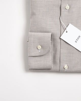 Eton Fine Twill Check Slim Shirt Beige 1242