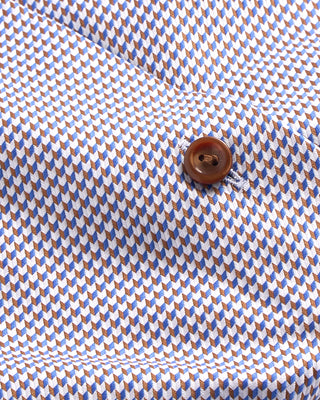 Eton Houndstooth King Twill Shirt Cut Away Collar Contemporary Fit Brown 1 4120