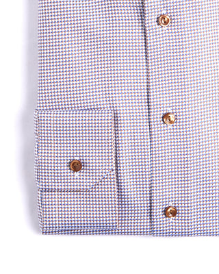 Eton Houndstooth King Twill Shirt Cut Away Collar Contemporary Fit Brown 2 4268