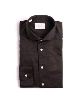 Eton Brown Merino Jersey Slim Shirt Brown 2 3908