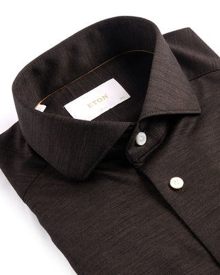 Eton Brown Merino Jersey Slim Shirt Brown 4000