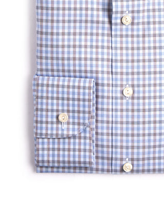 Eton Three Colour Check Slim Shirt Light Blue 1 3919