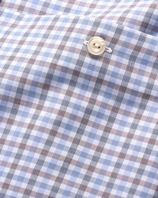 Eton Three Colour Check Slim Shirt Light Blue 3 4013