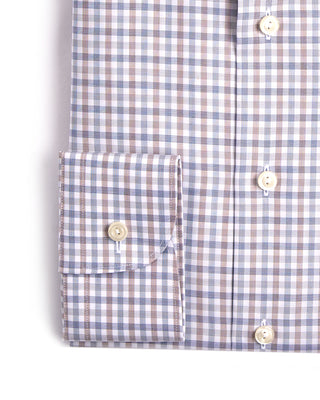 Eton Three Colour Check Slim Shirt Brown  Blue 1 3940