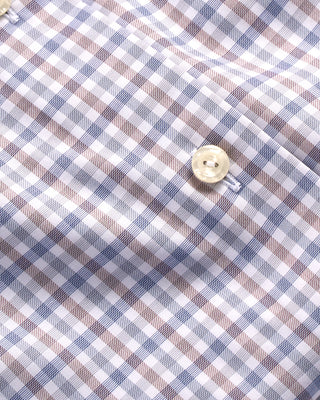 Eton Three Colour Check Slim Shirt Brown  Blue 3 4023