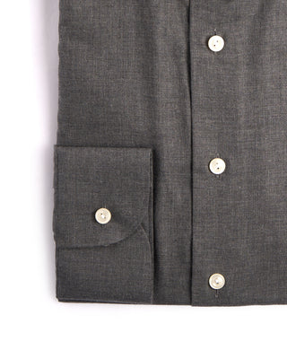 Eton Solid Wide Spread Flannel Slim Shirt Grey 1 3915