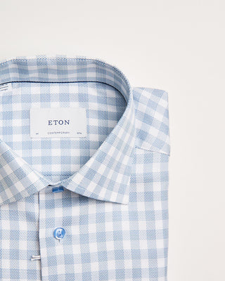 Eton Check Contemporary Signature Twill Shirt Blue 4 415