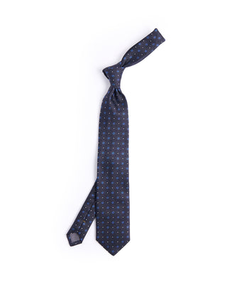 Eton Dark Blue Geometric Woven Silk Tie Blue 1 4605