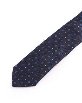 Eton Dark Blue Geometric Woven Silk Tie Blue 4692