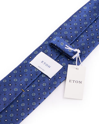 Eton Navy Blue Geometric Woven Silk Tie Navy 1 4657