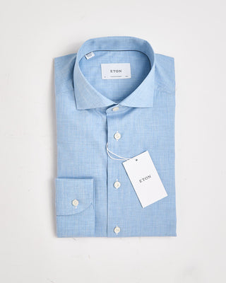 Eton Solid Fine Twill Contemporary Shirt Light Blue 1039