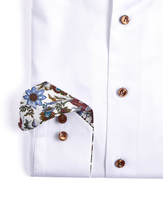 Eton Floral Effect Cut Away Twill Shirt Contemporary Fit White 2 3975