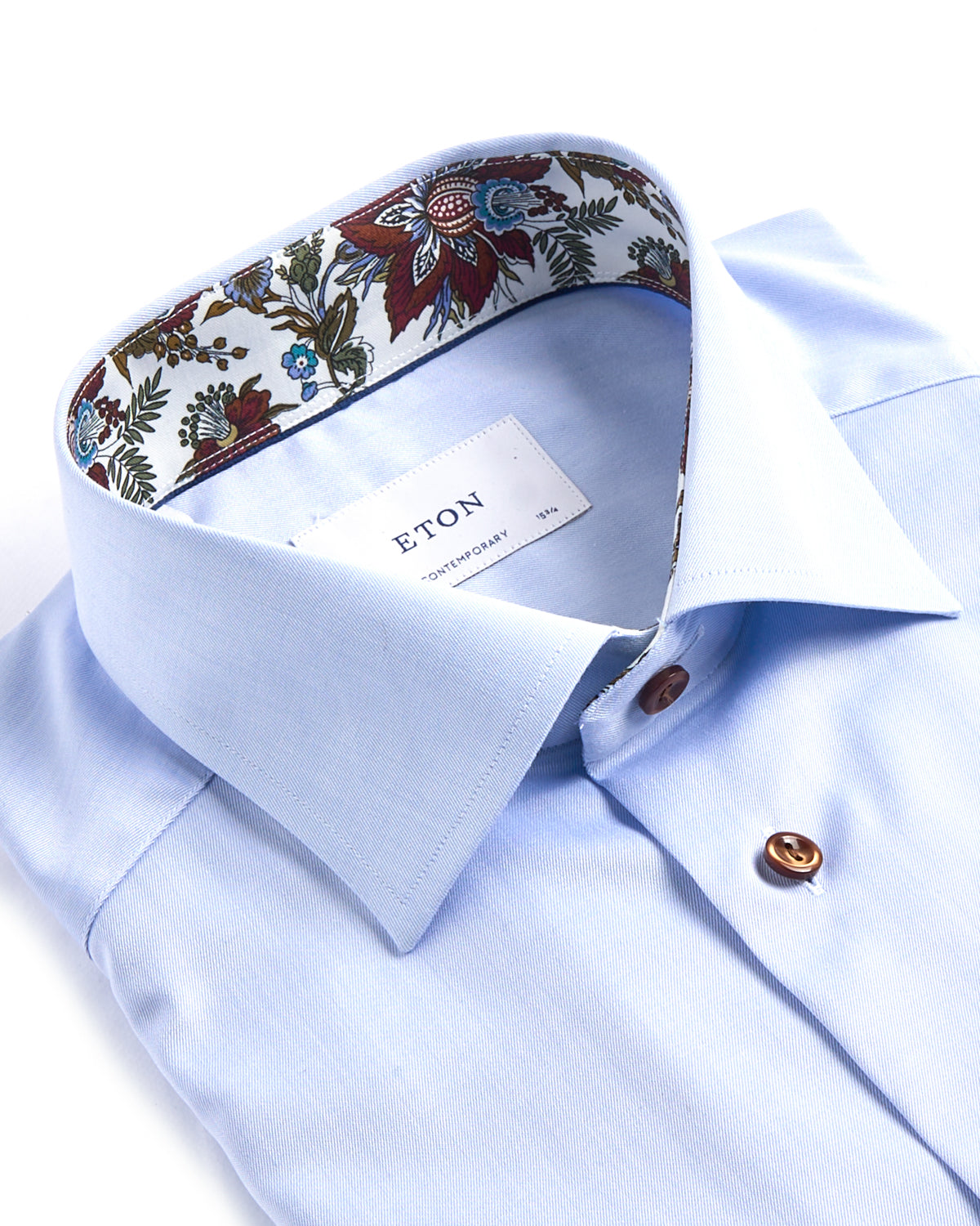 slim fit dress slacks Eton Contemporary Fit Fine Stripe Signature Twill Shirt - Blue main image 1