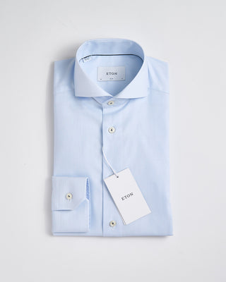 Eton Cotton  Tencel Solid Slim Shirt Light Blue 1854