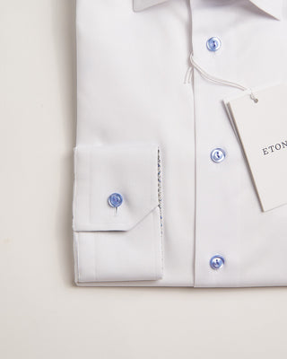 Eton Geometric Effect Contrast Fabric Twill Contemporary Shirt White 3 425