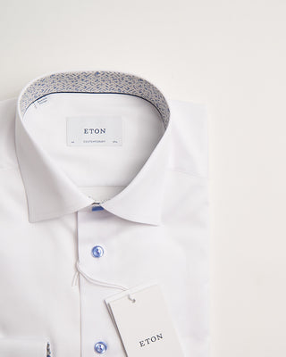 Eton Geometric Effect Contrast Fabric Twill Contemporary Shirt White 4 424