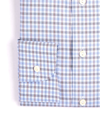 Eton Three Colour Check Contemporary Shirt Light Blue 1 3924