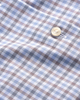 Eton Three Colour Check Contemporary Shirt Light Blue 3 4011
