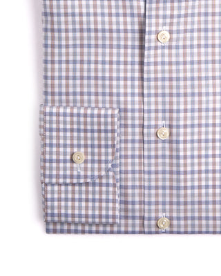 Eton Three Colour Check Contemporary Shirt Brown  Blue 3 3905